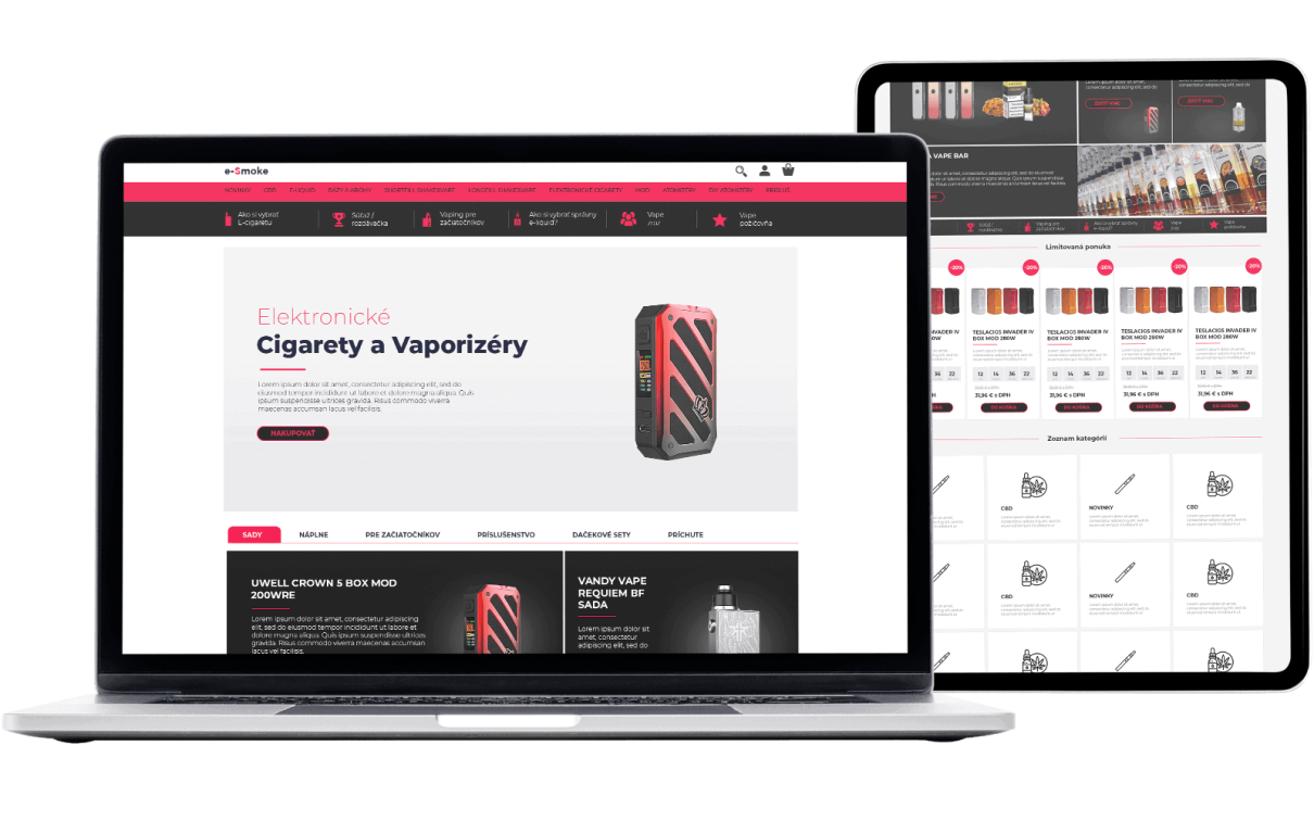 Tvorba webdizajnu eshopu na predaj elektronických cigariet a vaporizérov