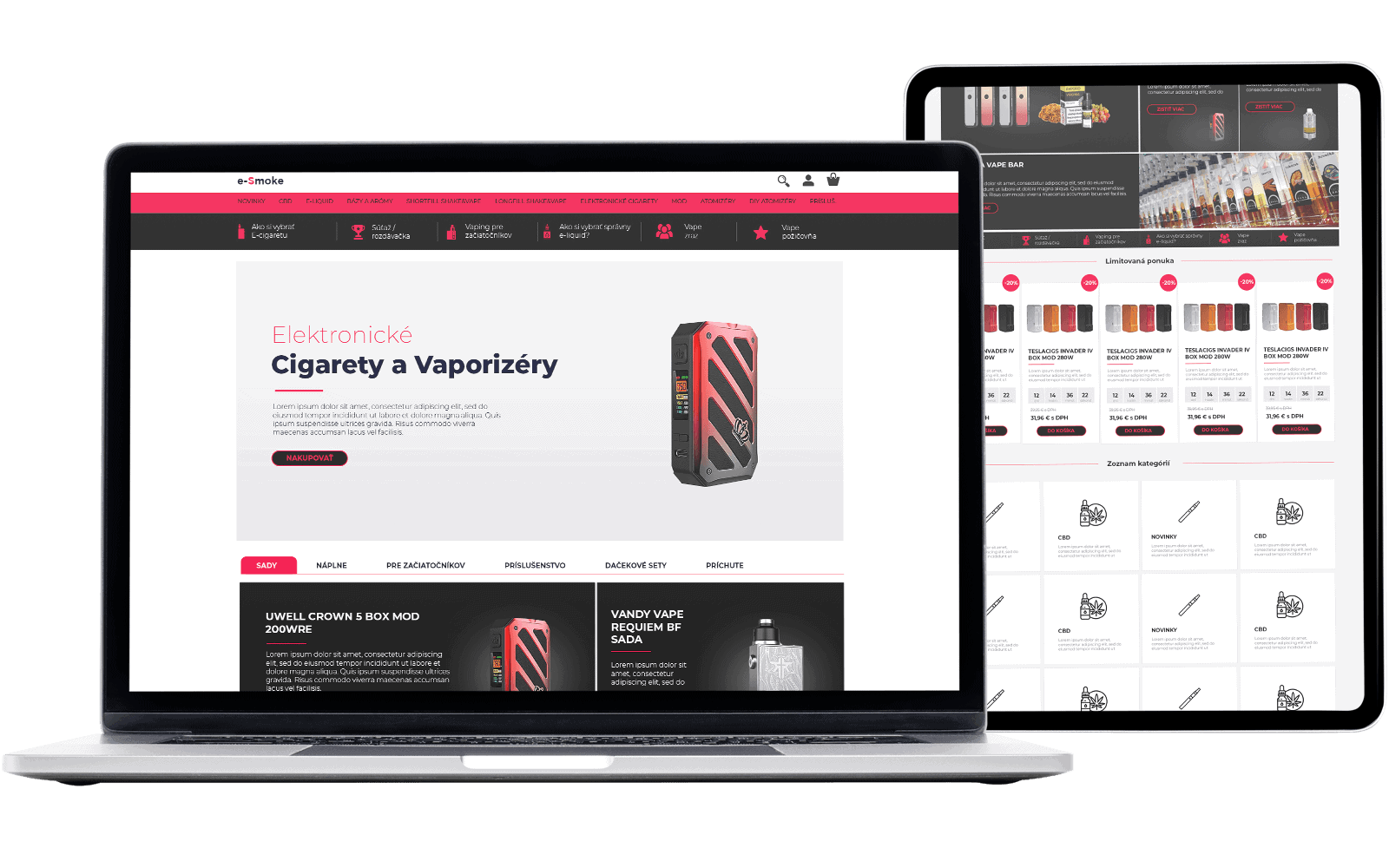Tvorba webdizajnu eshopu na predaj elektronických cigariet a vaporizérov
