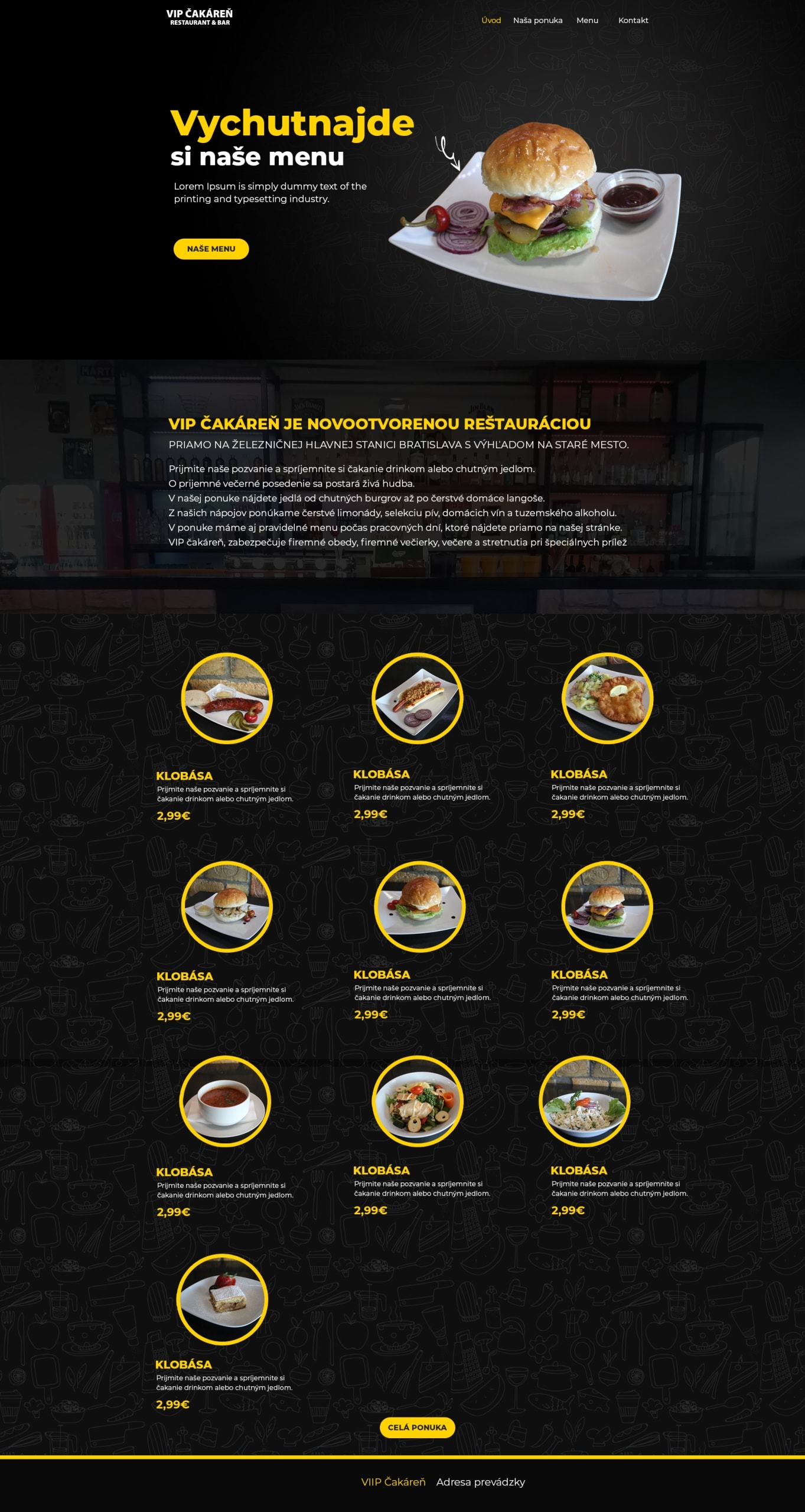 Tvorba webstránky pre reštauráciu na prezentáciu jej menu